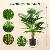Umjetna biljka Monstera list 71 cm, dekoracija za dnevni boravak, kupaonicu i balkon, umjetna sobna biljka 3