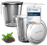 Der Traum Teaszűrő Szett - 2 db Rozsdamentes Acél Teatojás Fedéllel és Összecsukható Fogantyúval - Finom Szűrő Minden Csészéhez, Mosogatógép 1