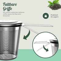 Der Traum Teaszűrő Szett - 2 db Rozsdamentes Acél Teatojás Fedéllel és Összecsukható Fogantyúval - Finom Szűrő Minden Csészéhez, Mosogatógép 4