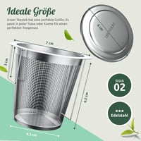 Der Traum Teaszűrő Szett - 2 db Rozsdamentes Acél Teatojás Fedéllel és Összecsukható Fogantyúval - Finom Szűrő Minden Csészéhez, Mosogatógép 2