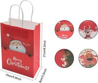 Derbway Karácsonyi Kraft Ajándéktasak Szett - 8 db Újrahasználható Papírtáska Fogantyúval, 4 Mintával, Kis Méret, Környezetbarát 3