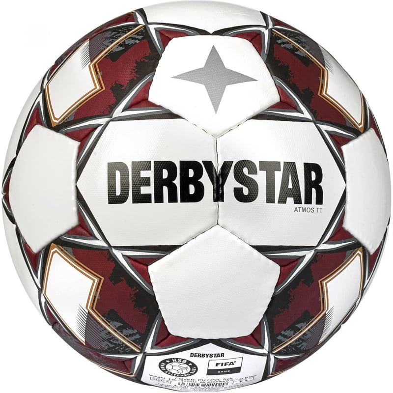 Minge de fotbal Derbystar Atmos TT V22 - Alb/Negru/Roșu - mărimea 5