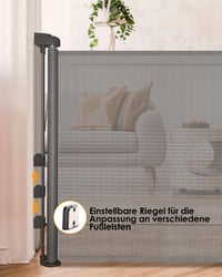 derimkcoa 2 db Kihúzható Lépcsőkapu Babáknak 0-140 cm, Biztonsági Kapu Lépcsőre és Ajtóra, Beltéri és Kültéri Használatra, Szürke 5