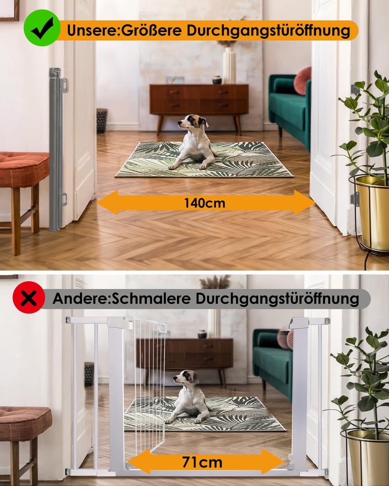 derimkcoa Állítható Biztonsági Kapu Lépcsőhöz 0-300 cm, Szürke