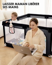 derimkcoa Baby Playpen bababiztos játszókerítés cipzárral - szürke - 130x130x66 cm 6