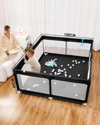 derimkcoa Baby Playpen bababiztos játszókerítés cipzárral - szürke - 130x130x66 cm 4
