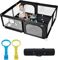 derimkcoa Baby Playpen bababiztos játszókerítés cipzárral - szürke - 130x130x66 cm 1