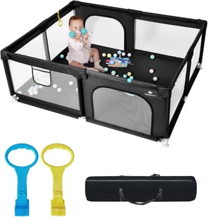 derimkcoa Baby Playpen bababiztos játszókerítés cipzárral - szürke - 130x130x66 cm