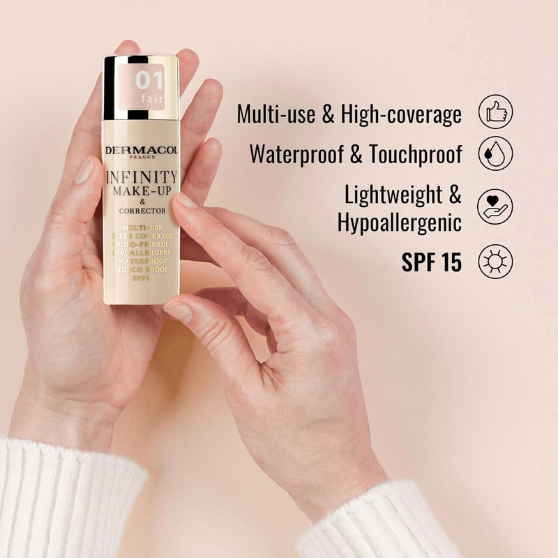 Dermacol Infinity alapozó és korrektor SPF 15 01 Fair - vízálló, hosszantartó