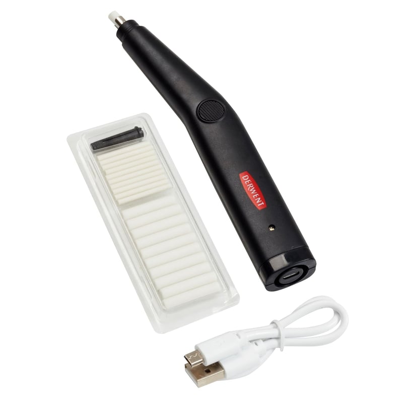 Elektrická guma Derwent 2305810, nabíjateľná cez USB – precízne gumovanie, profesionálna kvalita