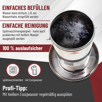 Descena 4L 304 V2A rozsdamentes csirkeitató felülről tölthető baromfi itató itatómelegítővel és fűtőlemezzel kompatibilis tyúkólhoz 3