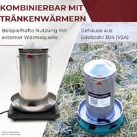 Descena 4L 304 V2A rozsdamentes csirkeitató felülről tölthető baromfi itató itatómelegítővel és fűtőlemezzel kompatibilis tyúkólhoz 2