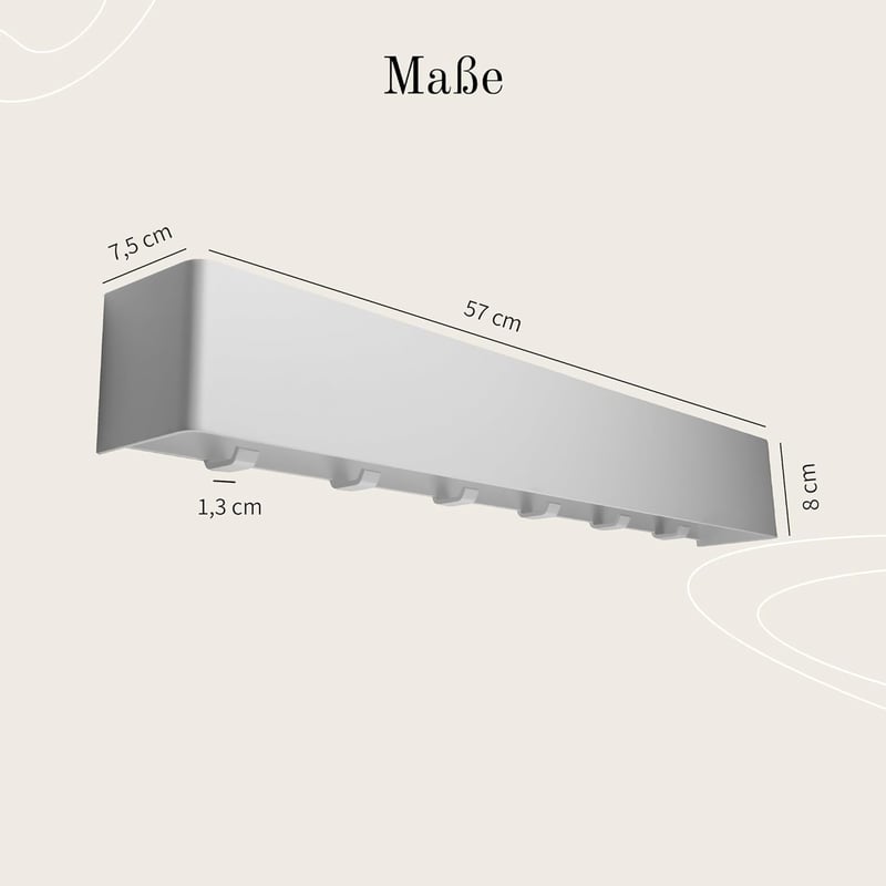 Designfabrik Hamburg Falra szerelhető ruhaakasztó 57 cm fehér modern design rejtett kampókkal