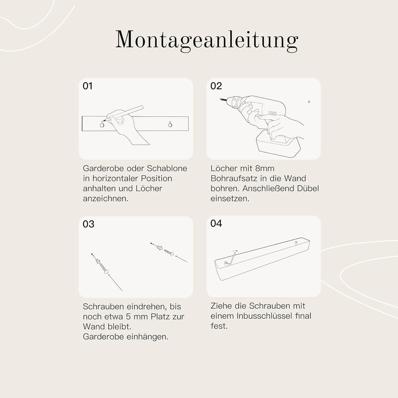 Designfabrik Hamburg Falra szerelhető ruhaakasztó 57 cm fehér modern design rejtett kampókkal