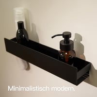 Designfabrik Hamburg fekete zuhanypolc 42 cm fúrésmentes önragasztós fürdőszobai rendező fali polc zuhanykosár 2