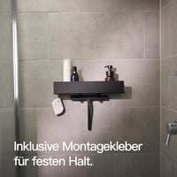 Designfabrik Hamburg fekete zuhanypolc 42 cm fúrésmentes önragasztós fürdőszobai rendező fali polc zuhanykosár 4