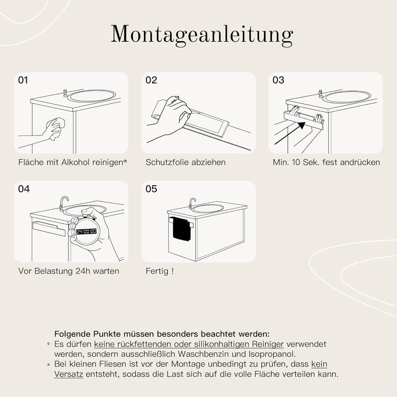 Designfabrik Hamburg fúrás nélküli öntapadós törölközőtartó falra, fehér 40 cm törölköző rúd a fürdőszobába és konyhába
