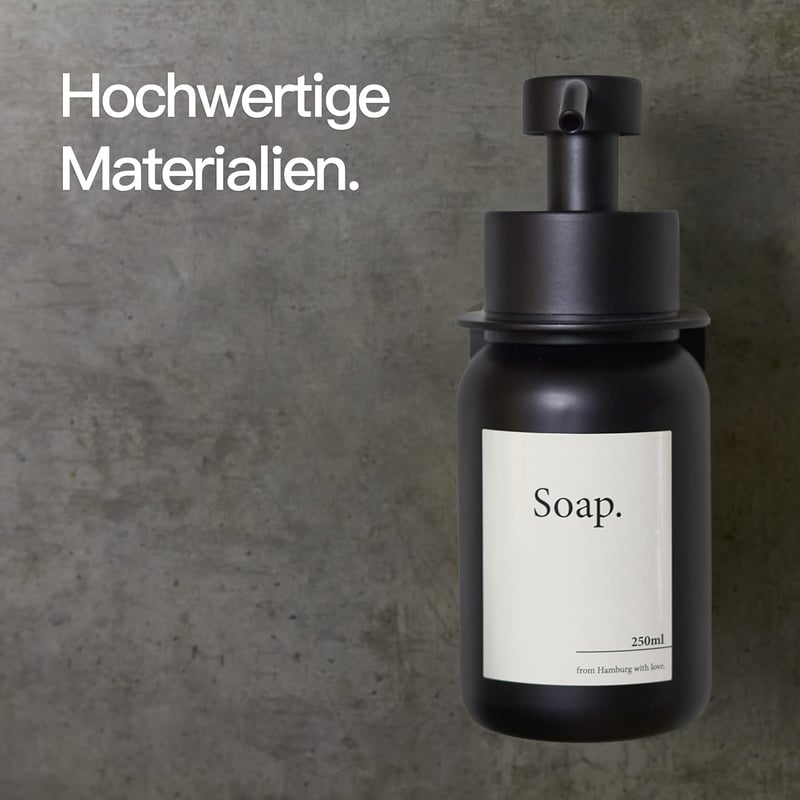Designfabrik Hamburg Üveg Szappanadagoló Fali Tartóval, Öntapadós, 2 db, Fekete