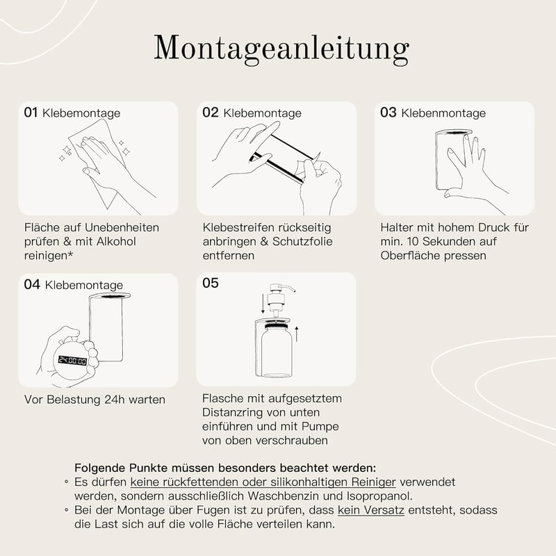 Designfabrik Hamburg Üveg Szappanadagoló Fali Tartóval, Öntapadós, 2 db, Fekete