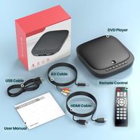 Desobry mini DVD prehrávač k TV s HDMI, 1080P, USB, čítačkou kariet TF, bez regionálneho obmedzenia (multizone) a vrátane káblov 8