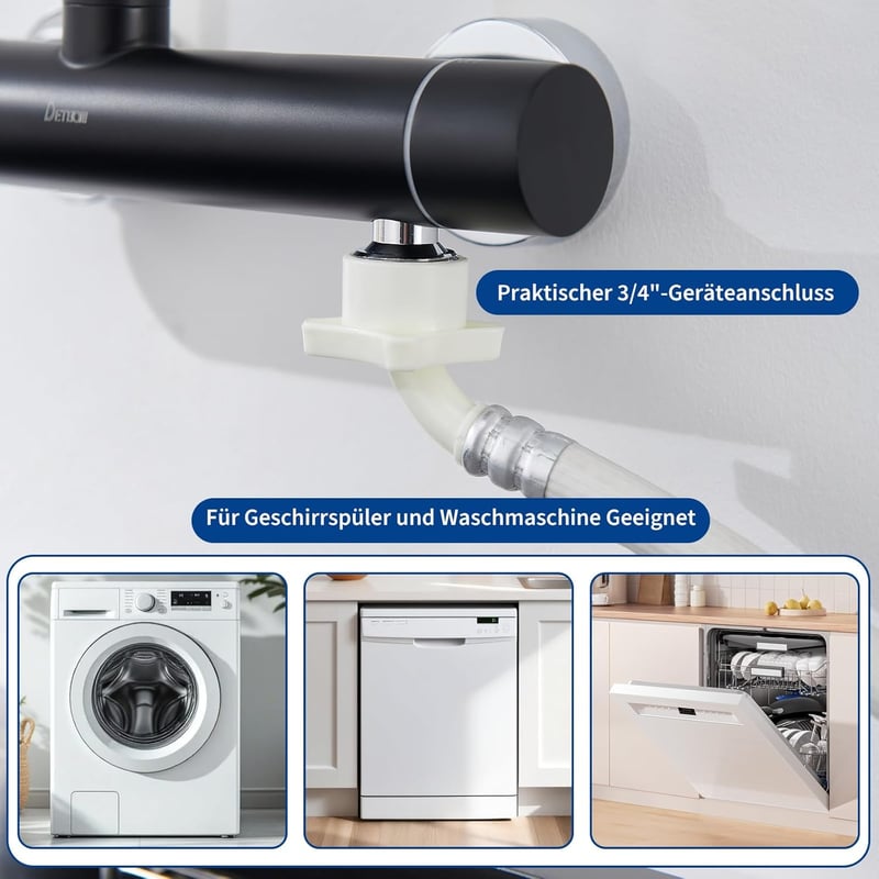 Detbom Fali Konyhai Csap 3/4" Rozsdamentes Acél Rugalmas Csővel 385mm