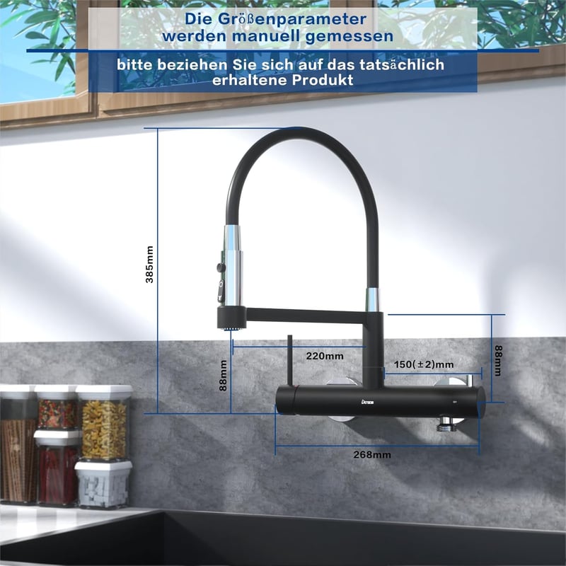 Detbom Fali Konyhai Csap 3/4" Rozsdamentes Acél Rugalmas Csővel 385mm