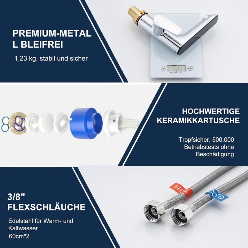Detbom LED-es Mosdó Csaptelep Króm Egykaron Hidroelektromos Önműködő