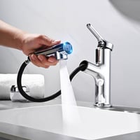 Detbom LED kijelzős mosdó csaptelep zuhanyfunkcióval, 2 sugaras konyhai csap, energiatakarékos egykari mixer 1