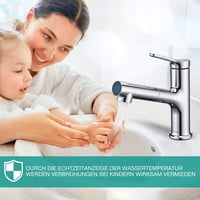 Detbom LED kijelzős mosdó csaptelep zuhanyfunkcióval, 2 sugaras konyhai csap, energiatakarékos egykari mixer 4