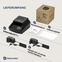 Detektor pravosti bankoviek Detectalia D7T+ pre meny EUR, GBP, USD, s 5 metódami overovania, farebným TFT displejom a certifikáciou ECB 10
