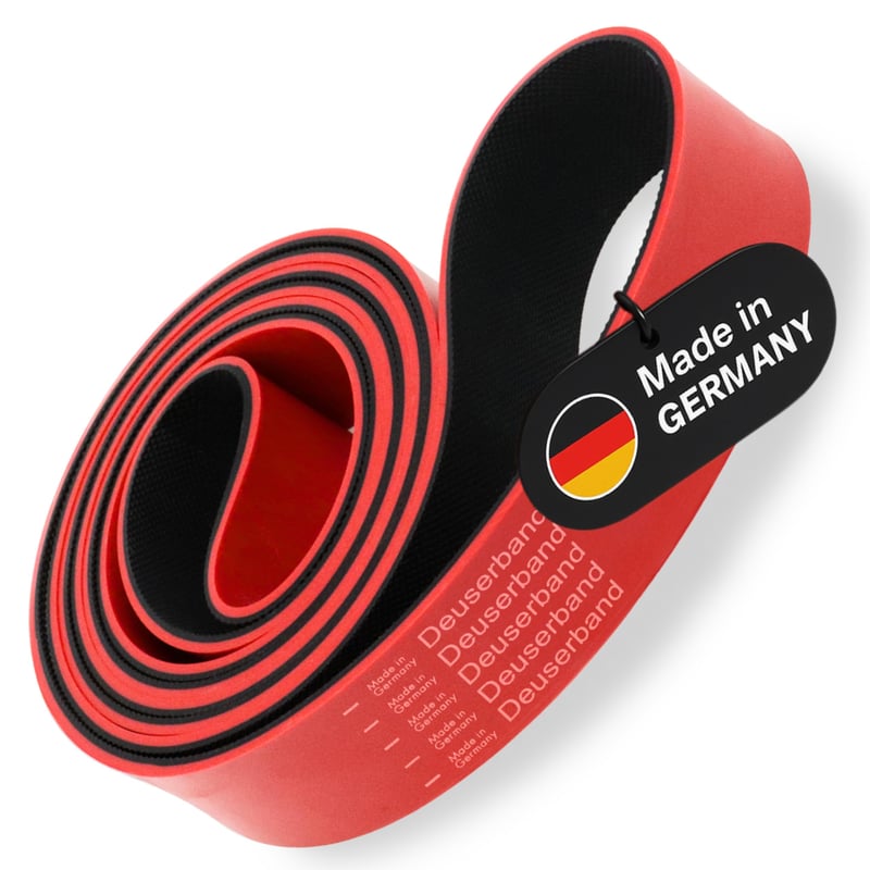 Bandă de rezistență originală Deuser din cauciuc natural, vegană, anti-alunecare, bandă de fitness fabricată în Germania pentru antrenamente de forță, fitness și exerciții de yoga