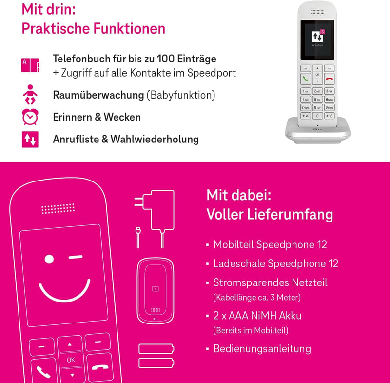 Deutsche Telekom Speedphone 12 IP telefon fehér vezeték nélküli