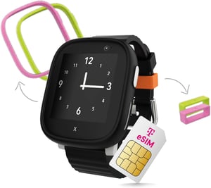 Deutsche Telekom Xplora X6 Play dječji pametni sat s eSIM-om, GPS-om, SOS tipkom, lociranjem, telefonskim pozivima i glasovnim porukama, povezivanjem s roditeljskom aplikacijom, crni
