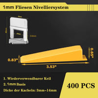 Sistem de nivelare gresie Deuvuo 1 mm, set de 401 piese, 300 clipsuri, 100 pene și clește, unealtă pentru montarea plăcilor ceramice 4