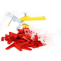 Sistem de nivelare gresie Deuvuo 1 mm, set de 401 piese, 300 clipsuri, 100 pene și clește, unealtă pentru montarea plăcilor ceramice 1