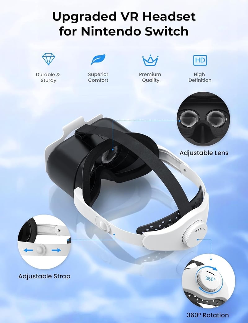 DEVASO VR Szemüveg Nintendo Switch/OLED Konzolhoz - Állítható HD Lencsékkel, 3D Virtuális Valóság Headset Játék Kiegészítő, VR Labo Szemüveg