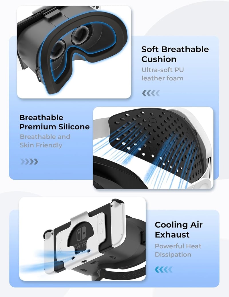 DEVASO VR Szemüveg Nintendo Switch/OLED Konzolhoz - Állítható HD Lencsékkel, 3D Virtuális Valóság Headset Játék Kiegészítő, VR Labo Szemüveg