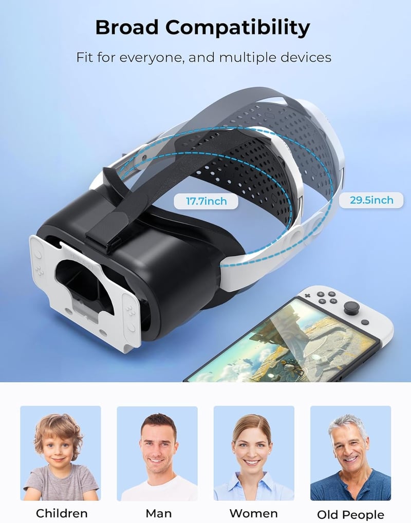 DEVASO VR Szemüveg Nintendo Switch/OLED Konzolhoz - Állítható HD Lencsékkel, 3D Virtuális Valóság Headset Játék Kiegészítő, VR Labo Szemüveg