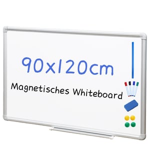 Tablă magnetică DEVELOP 90x120 cm cu ramă din aluminiu, montabilă pe perete — suport inferior îndoit, zgâriat (stare: vezi a 2-a imagine)