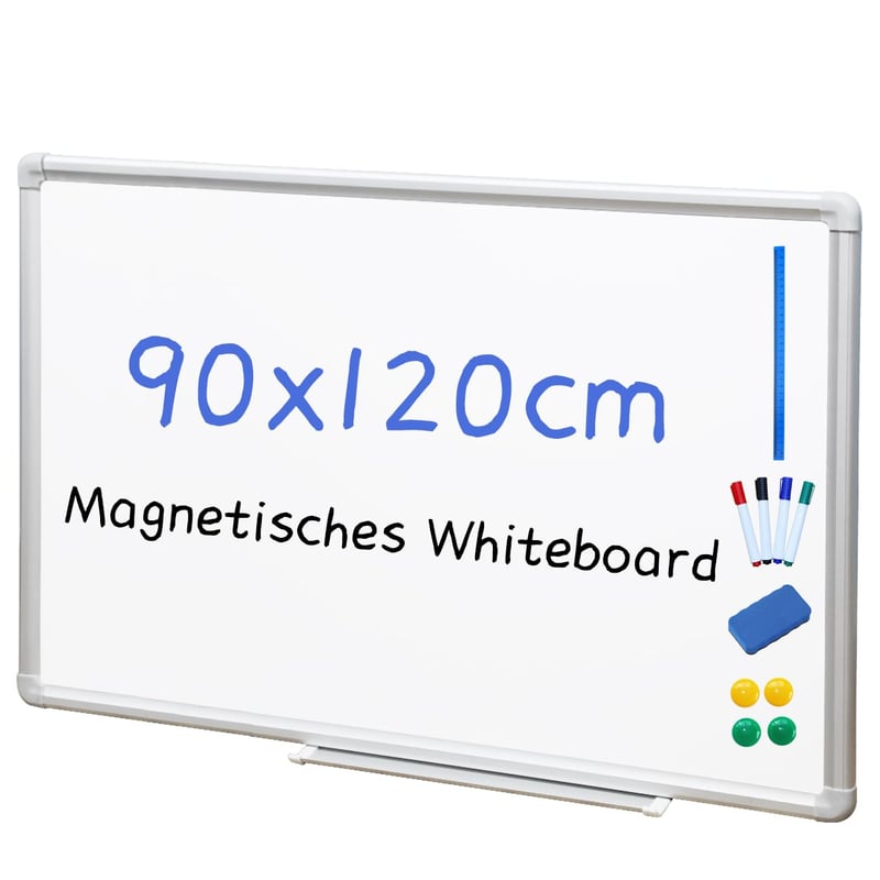 Magnetická tabuľa DEVELOP 90x120 cm s hliníkovým rámom, nástenná tabuľa, vrátane 4 magnetov, fixky, špongie a magnetického pravítka