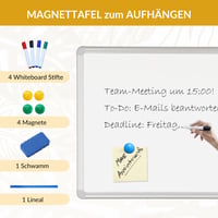 Magnetická tabuľa DEVELOP 90x120 cm s hliníkovým rámom, nástenná tabuľa, vrátane 4 magnetov, fixky, špongie a magnetického pravítka 2