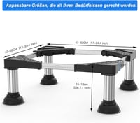 DEWEL 4 db hűtőláb állvány, állítható szívócsapos talp, 12-15 cm magasság, 300 kg terhelhetőség - Breite:30-60cm/Höhe 12cm-15cm 2