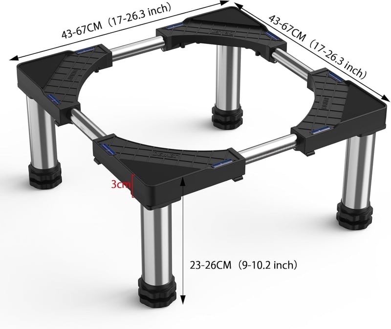 DEWEL Állítható Hűtőgép Alap 23-26 cm Magasság Mosogatógép Fagyasztó Konyhai Szekrény Fekete - Black(23-26cm)