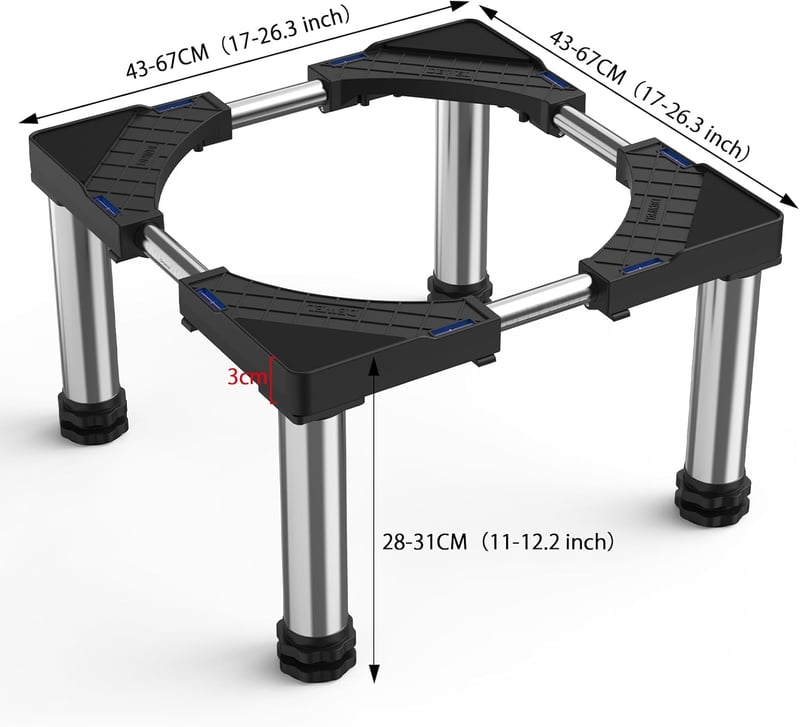 DEWEL Állítható Hűtőgép Alap 28-31 cm Magasság Mosogatógép Fagyasztó Konyhai Szekrény Fekete - Black(28-31cm)