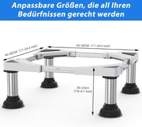 DEWEL Állítható Mosógép Alap 300 kg Terhelhetőség Fehér - white (height 20-23cm) 2