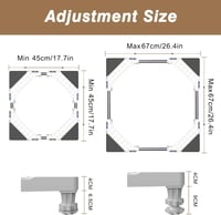 DEWEL Mosógép Alap 300 kg Teherbírás, Hűtőszekrény Talapzat 45-65 cm Szélesség Fehér - White 2