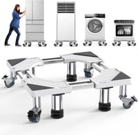 DEWEL Mosógép Alap 4 Lábbal és 4 Kerékkel, 500 kg Terhelhetőség, Hűtőhöz és Szárítógéphez - White(4 Feet + 4 Wheels) 1