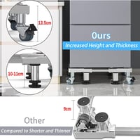 DEWEL Mosógép Alap 4 Lábbal és 4 Kerékkel, 500 kg Terhelhetőség, Hűtőhöz és Szárítógéphez - White(4 Feet + 4 Wheels) 4