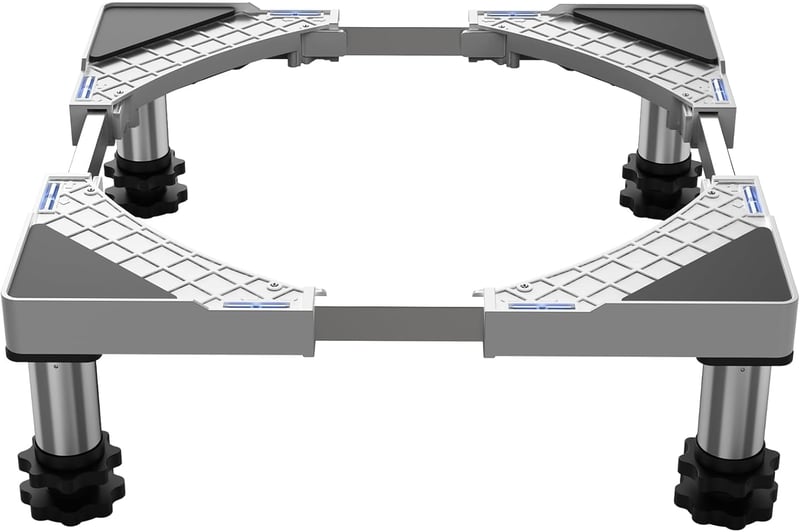 DEWEL Mosógép és szárítógép állvány állítható alappal, 350 kg, 44,5-67 cm szélesség, 18-22 cm magasság, fehér