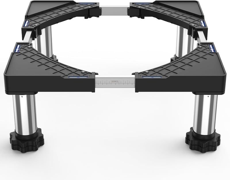 DEWEL Mosógép és szárítógép állvány állítható alátét 44,5-67 cm szélesség 18-22 cm magasság 350 kg teherbírás Fekete